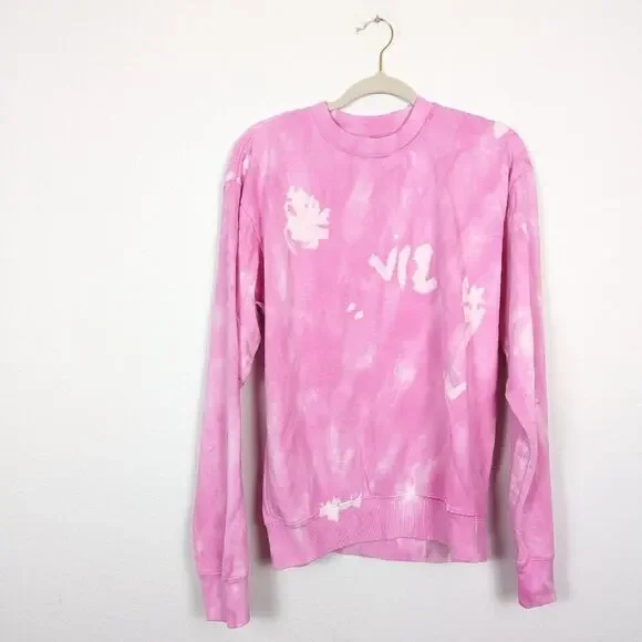 Sporty & Rich Pink & White Tie Dye Long Sleeve Sweatshirt - Picture 3 of 7
